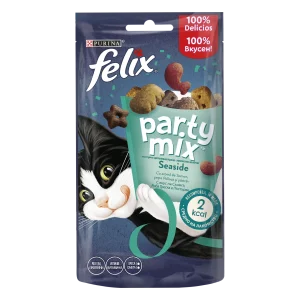 Purina Felix Party Mix Seaside cu Somon Pește Pollock și Păstrăv Pisici 60g