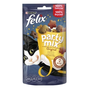 Purina Felix Party Mix Original cu Pui Ficat și Curcan Pisici 60g