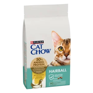 Purina Cat Chow Hairball Control cu Pui Pisici 1.5kg