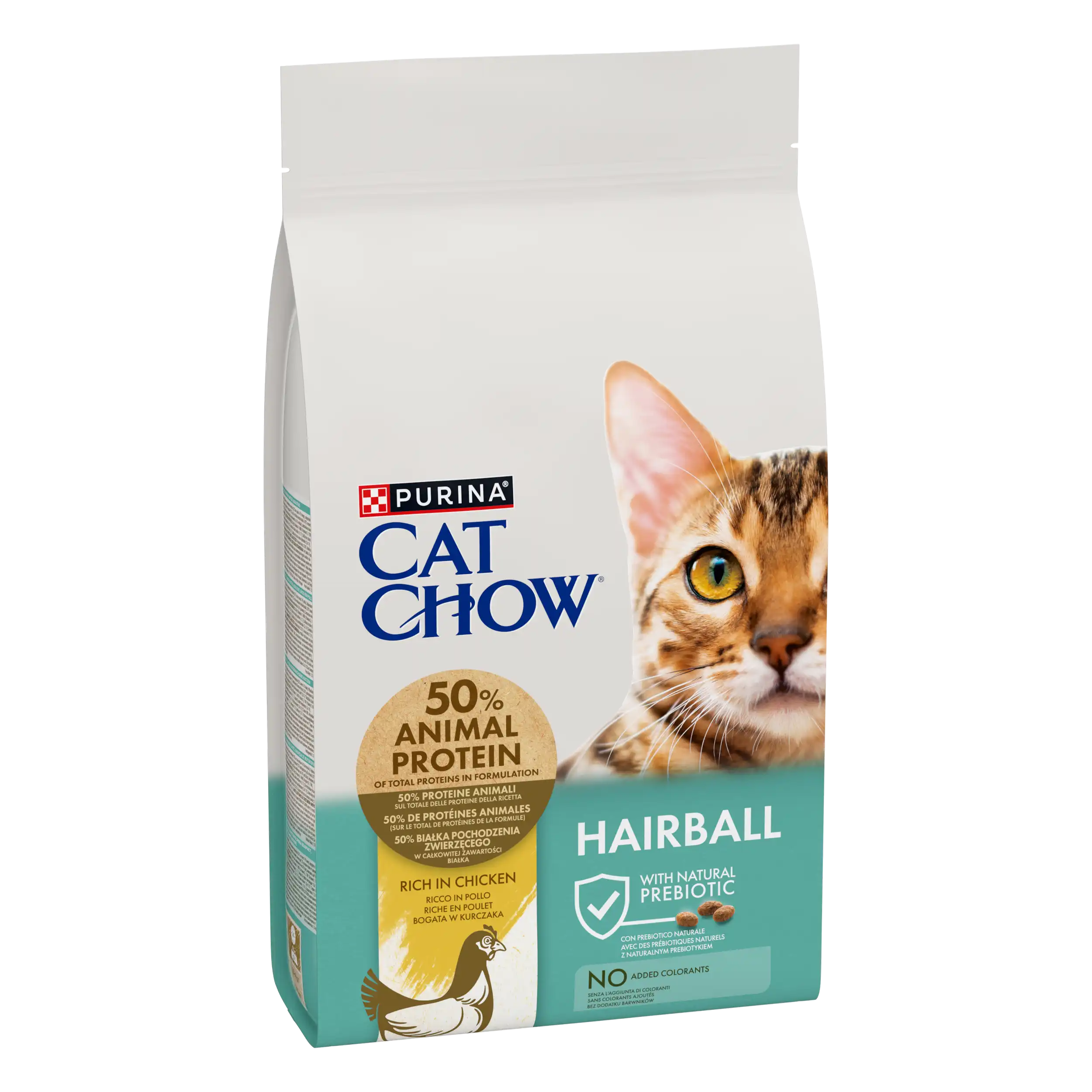 Purina Cat Chow Hairball Control cu Pui Pisici 1.5kg