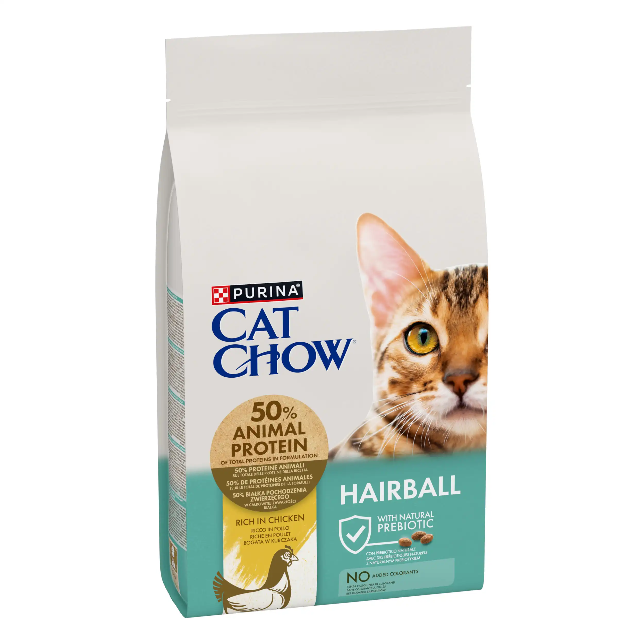 Purina Cat Chow Hairball Control cu Pui Pisici 1.5kg