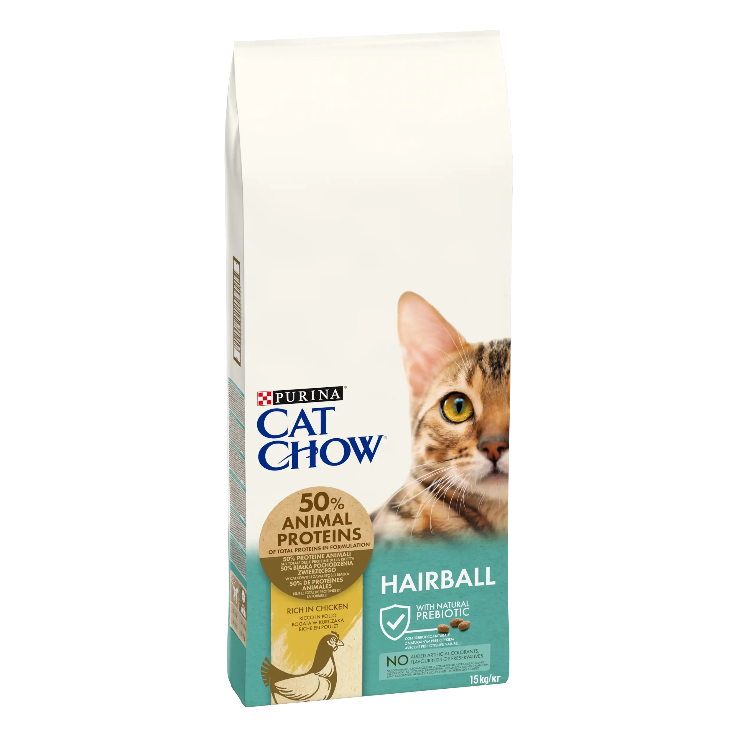 Purina Cat Chow Hairball Control cu Pui Pisici 15kg