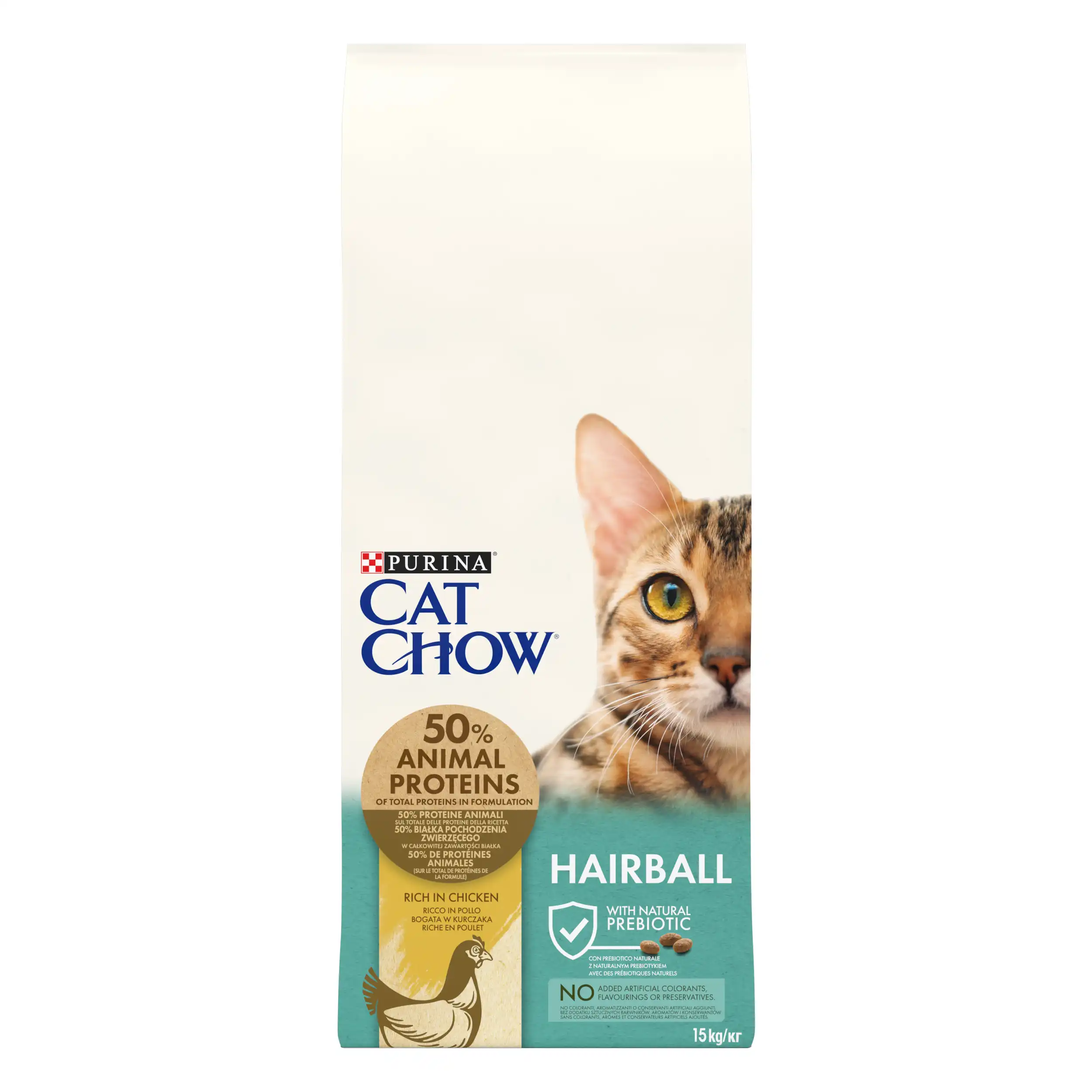 Purina Cat Chow Hairball Control cu Pui Pisici 15kg