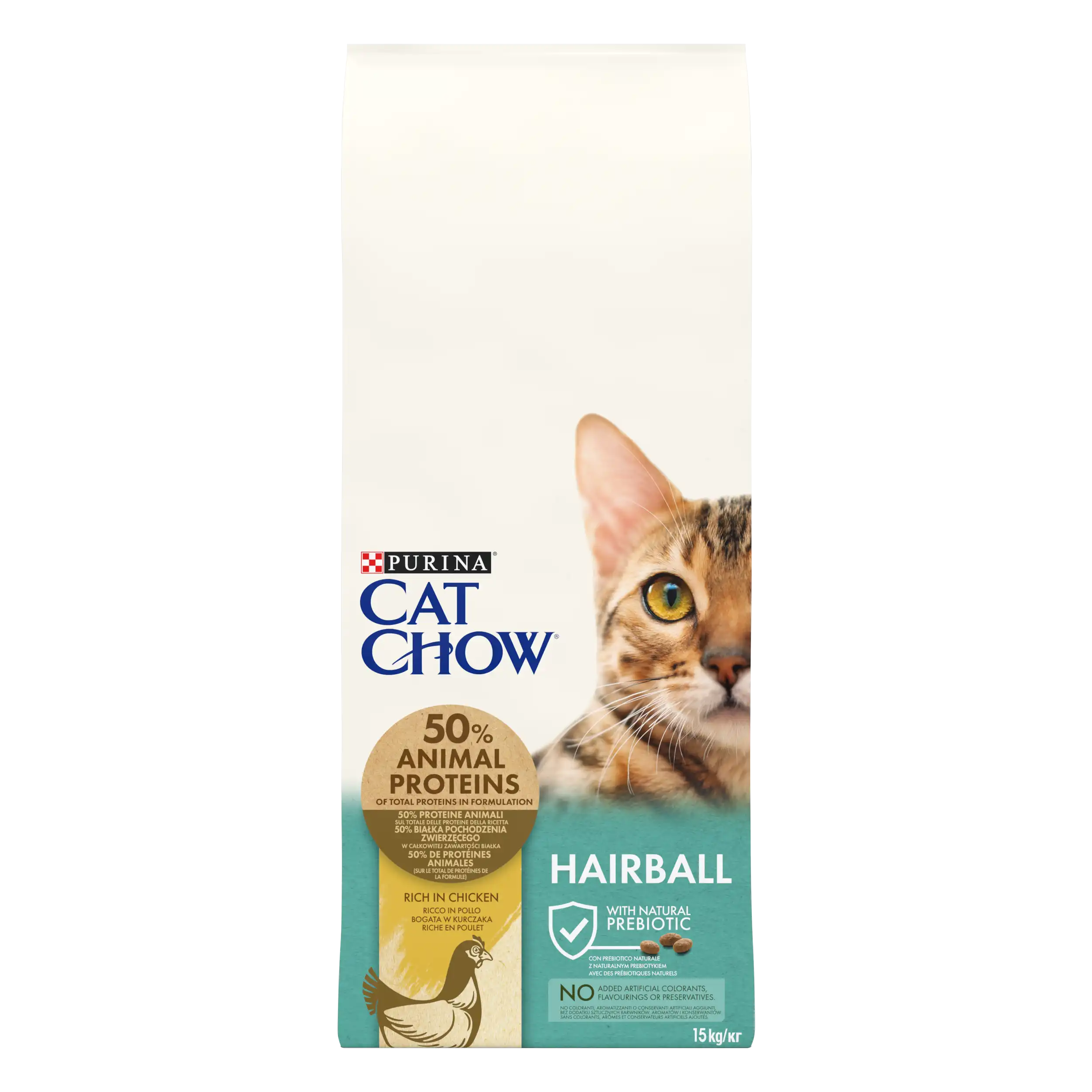 Purina Cat Chow Hairball Control cu Pui Pisici 15kg