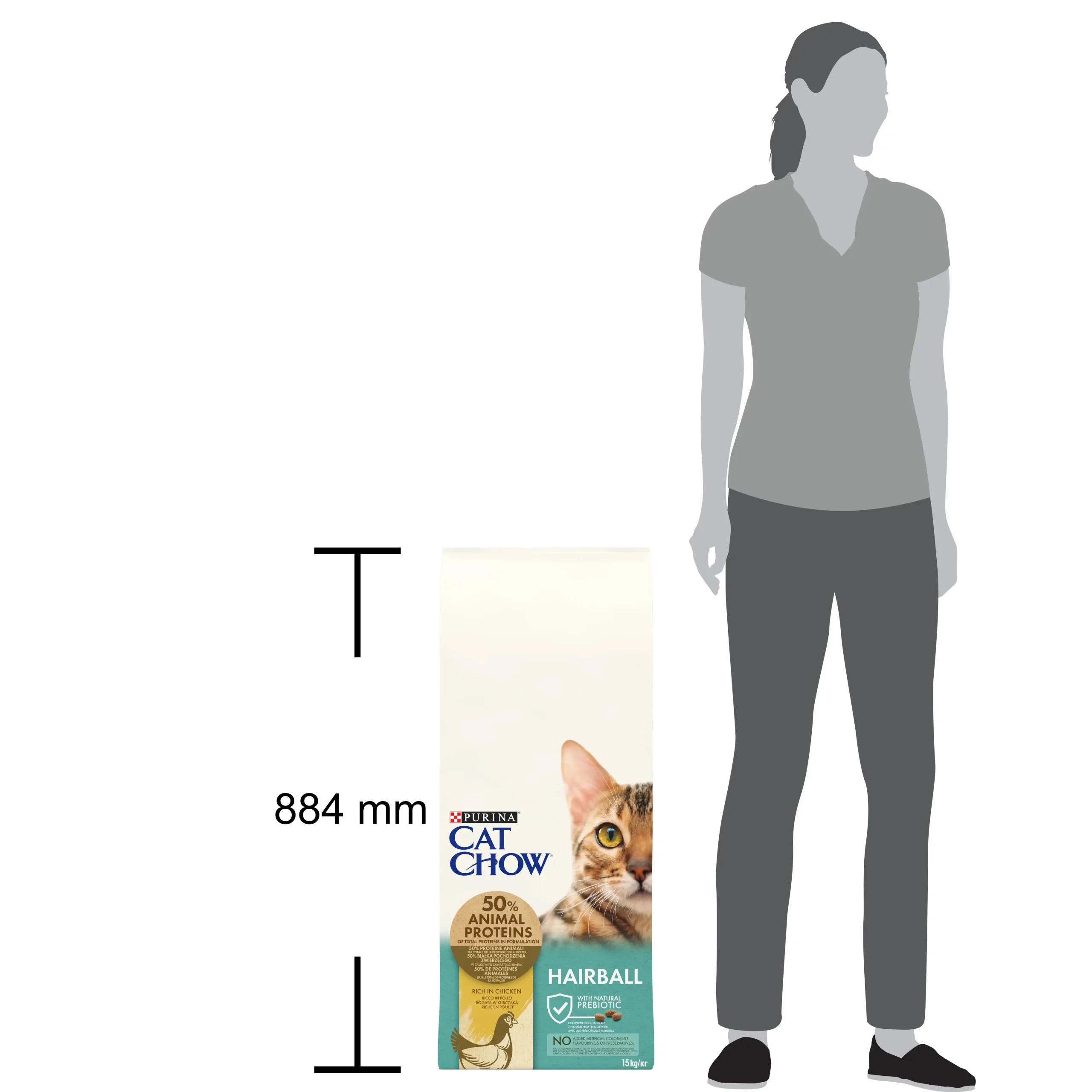 Purina Cat Chow Hairball Control cu Pui Pisici 15kg