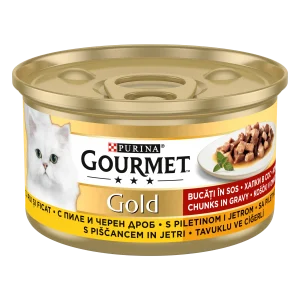 Purina Gourmet Gold cu Pui și Ficat Mini Fileuri în Sos Pisici 85g