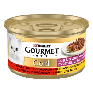 Purina Gourmet Gold Duo cu Vită și Pui Pisici 85g