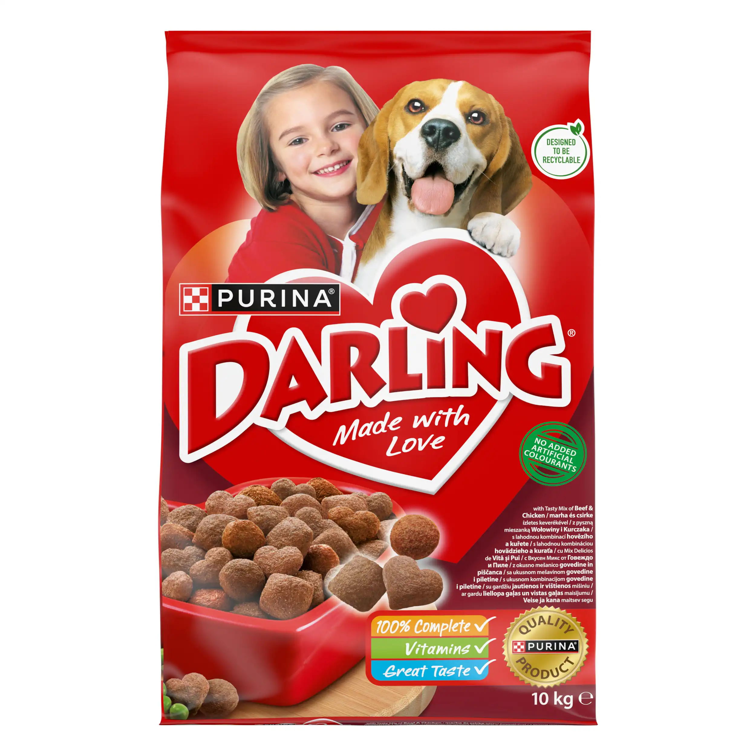Purina Darling Adult cu Vită Pui și Legume Câini 10kg
