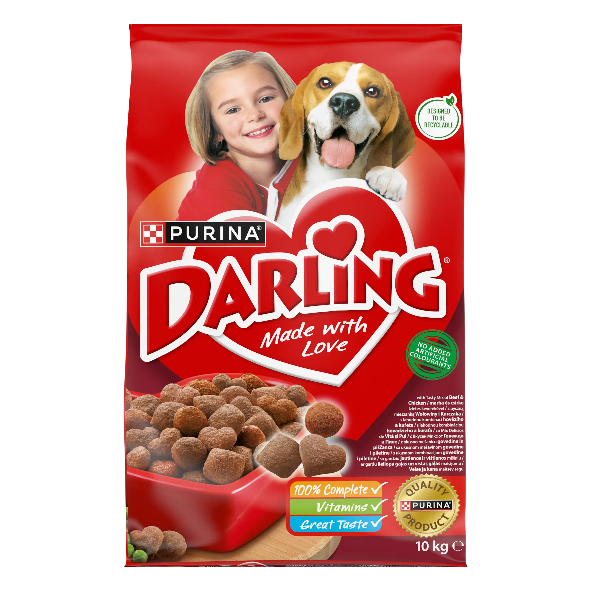 Purina Darling Adult cu Vită Pui și Legume Câini 10kg