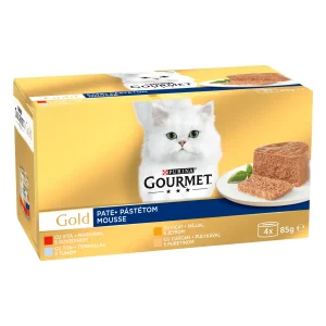 Purina Gourmet Gold Pate cu Vită și Curcan Pachet Mixat Pate Pisici 340g
