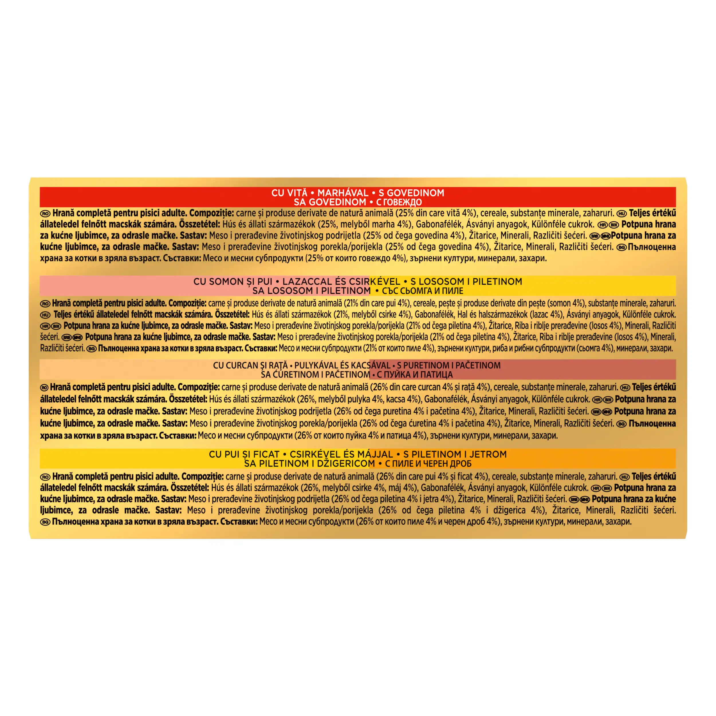 Purina Gourmet Gold cu Vită și Curcan și Rață Pachet Mixat în Sos Pisici 340g