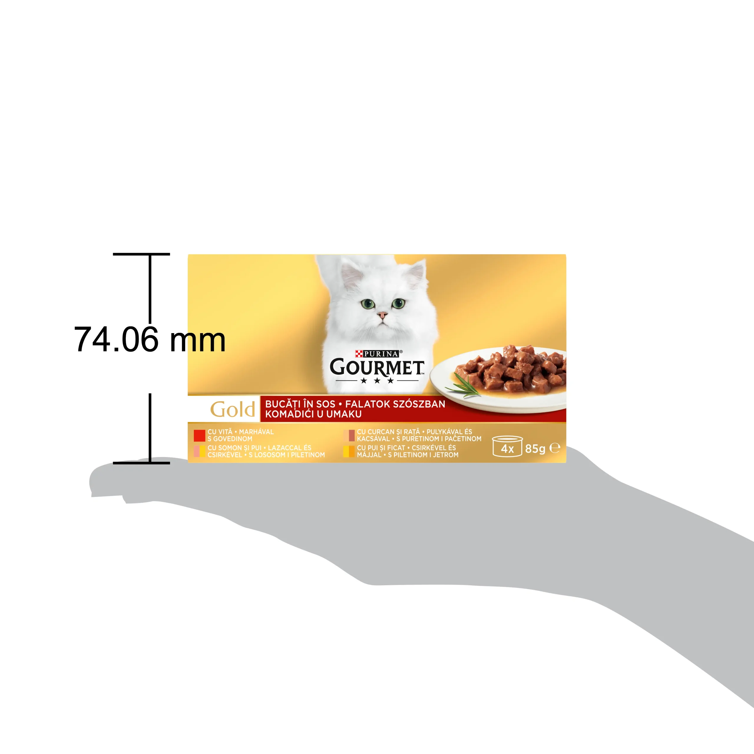 Purina Gourmet Gold cu Vită și Curcan și Rață Pachet Mixat în Sos Pisici 340g