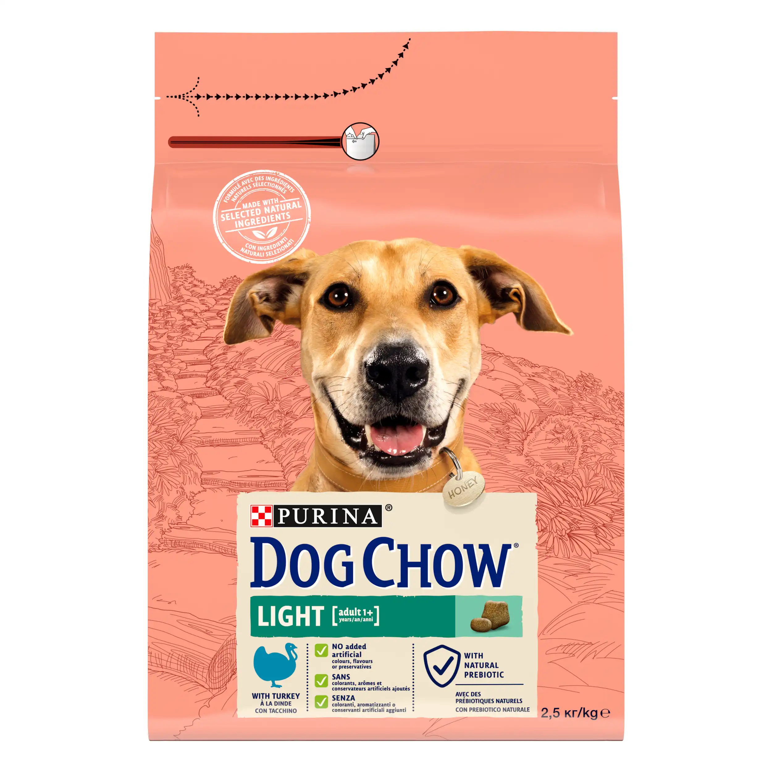Purina Dog Chow Light cu Curcan Câini 2.5kg