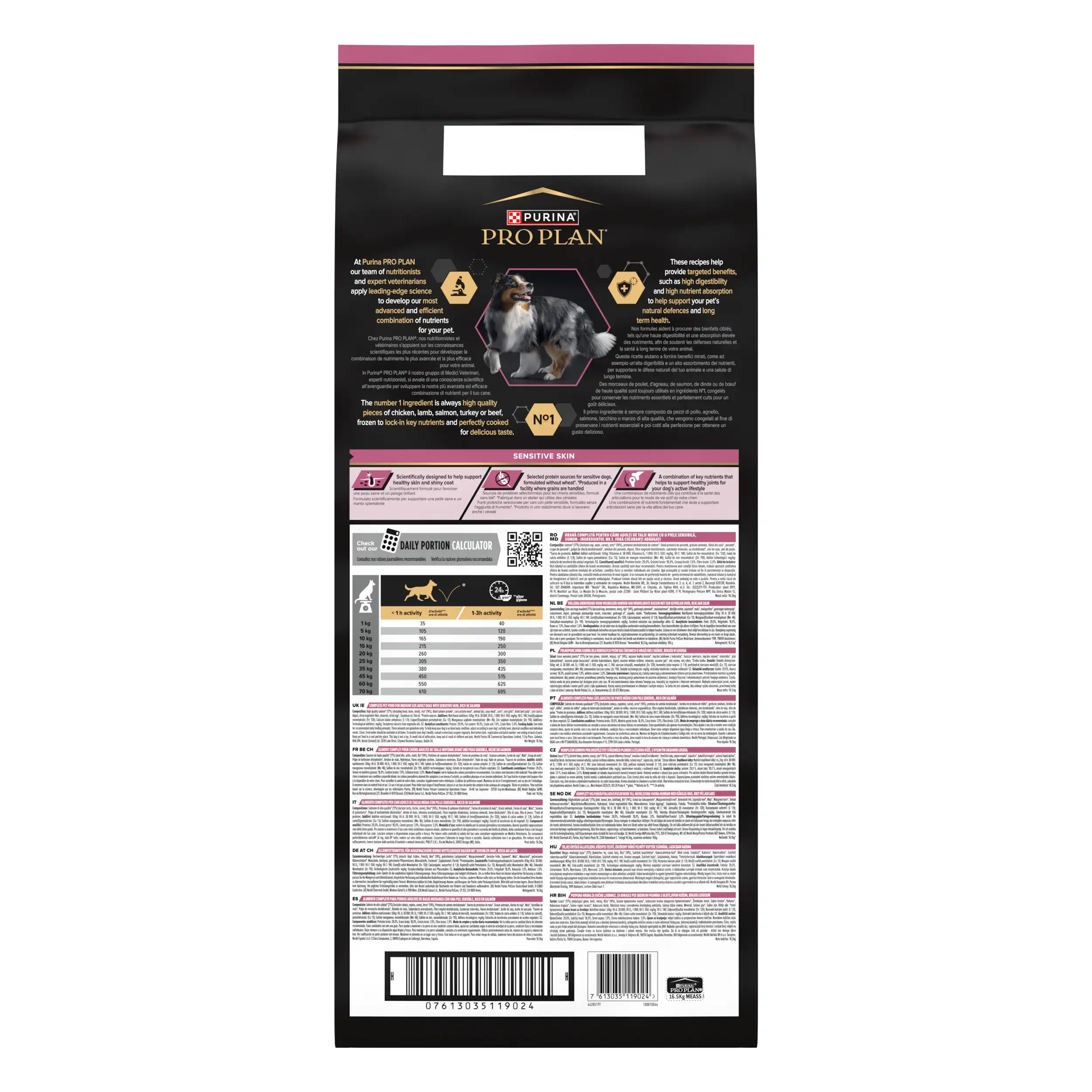 Purina Pro Plan Talie Medie Adult Piele Sensibilă cu Somon 14+ Câini 16.5kg