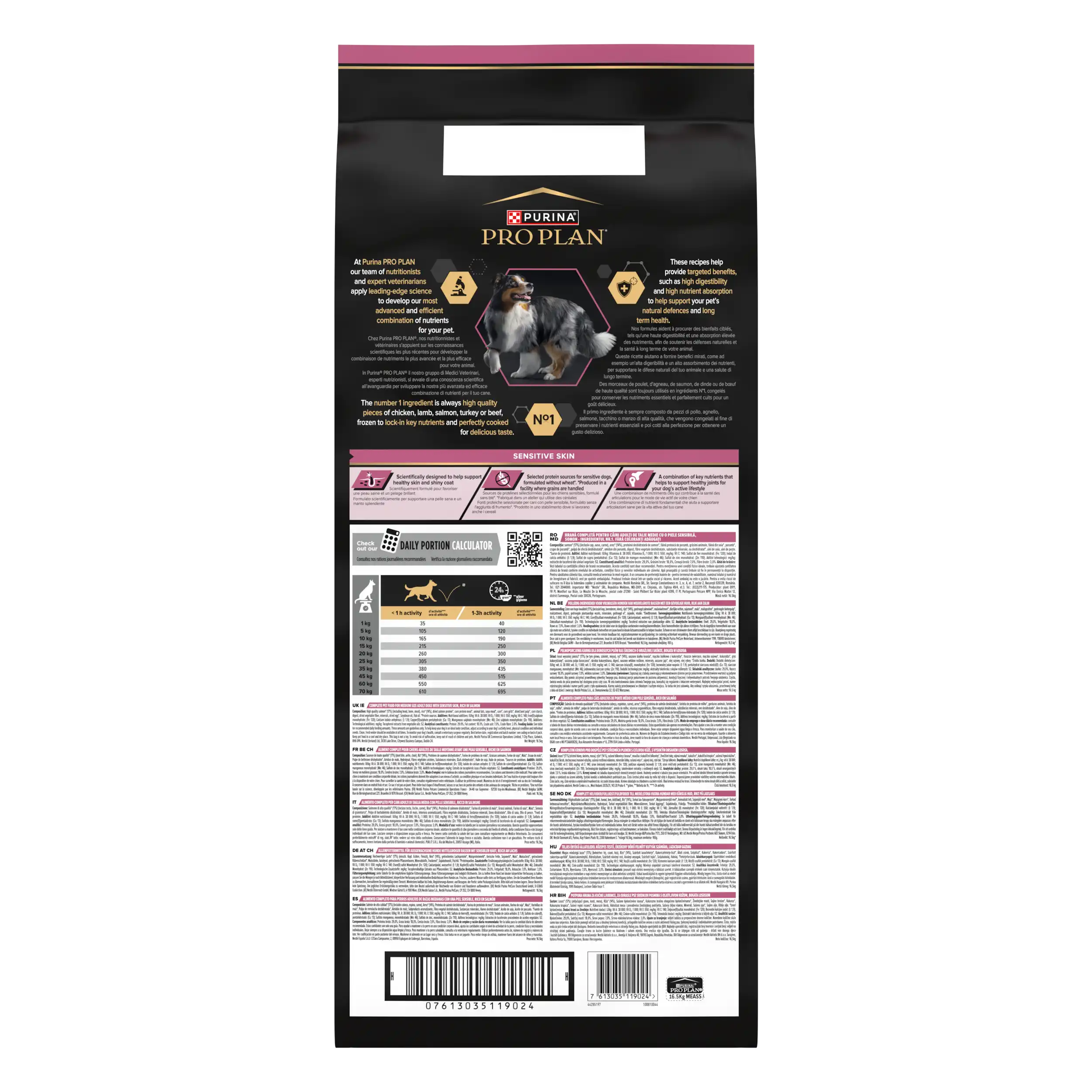 Purina Pro Plan Talie Medie Adult Piele Sensibilă cu Somon 14+ Câini 16.5kg