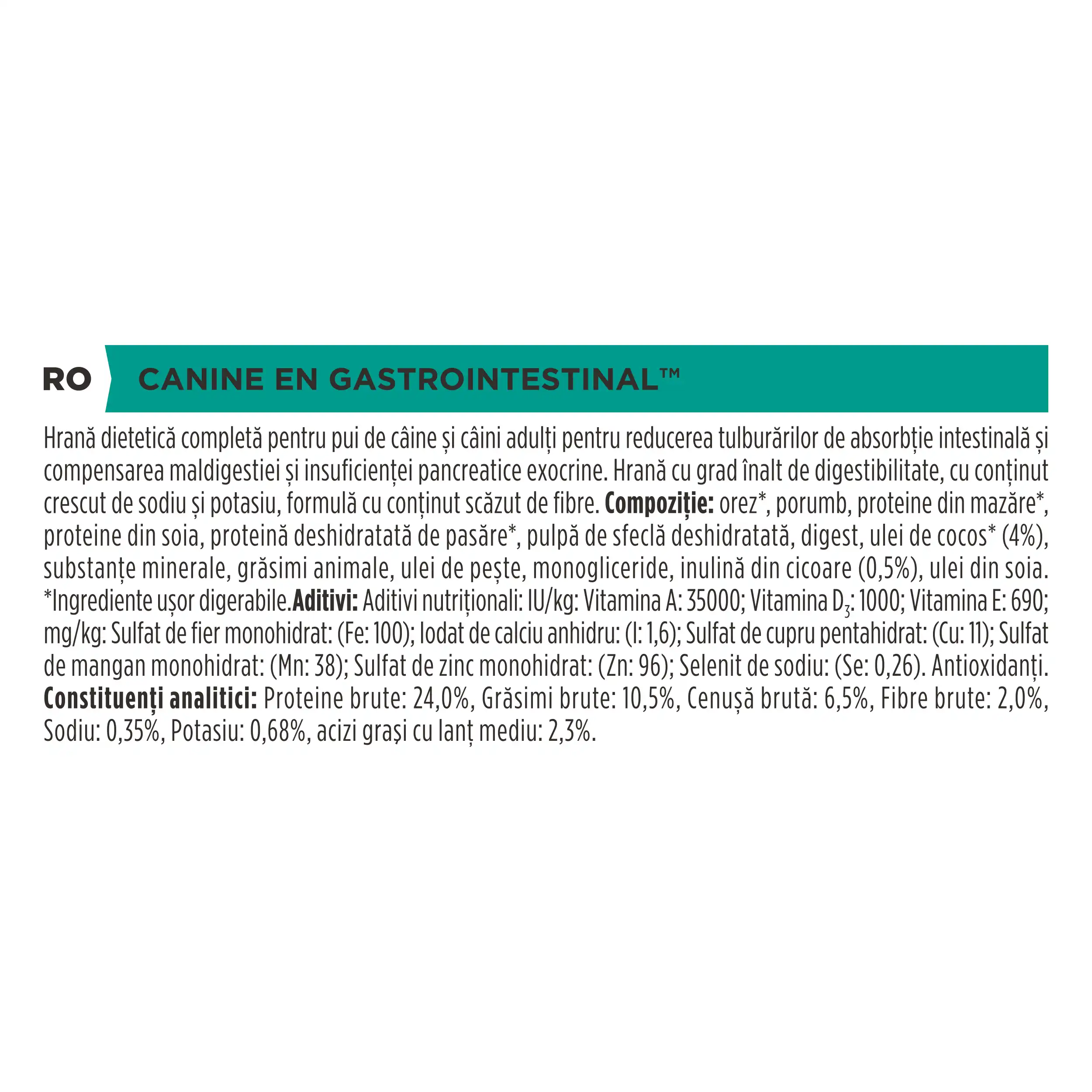 Purina Pro Plan Veterinary Diets EN Gastrointestinal Câini 12kg
