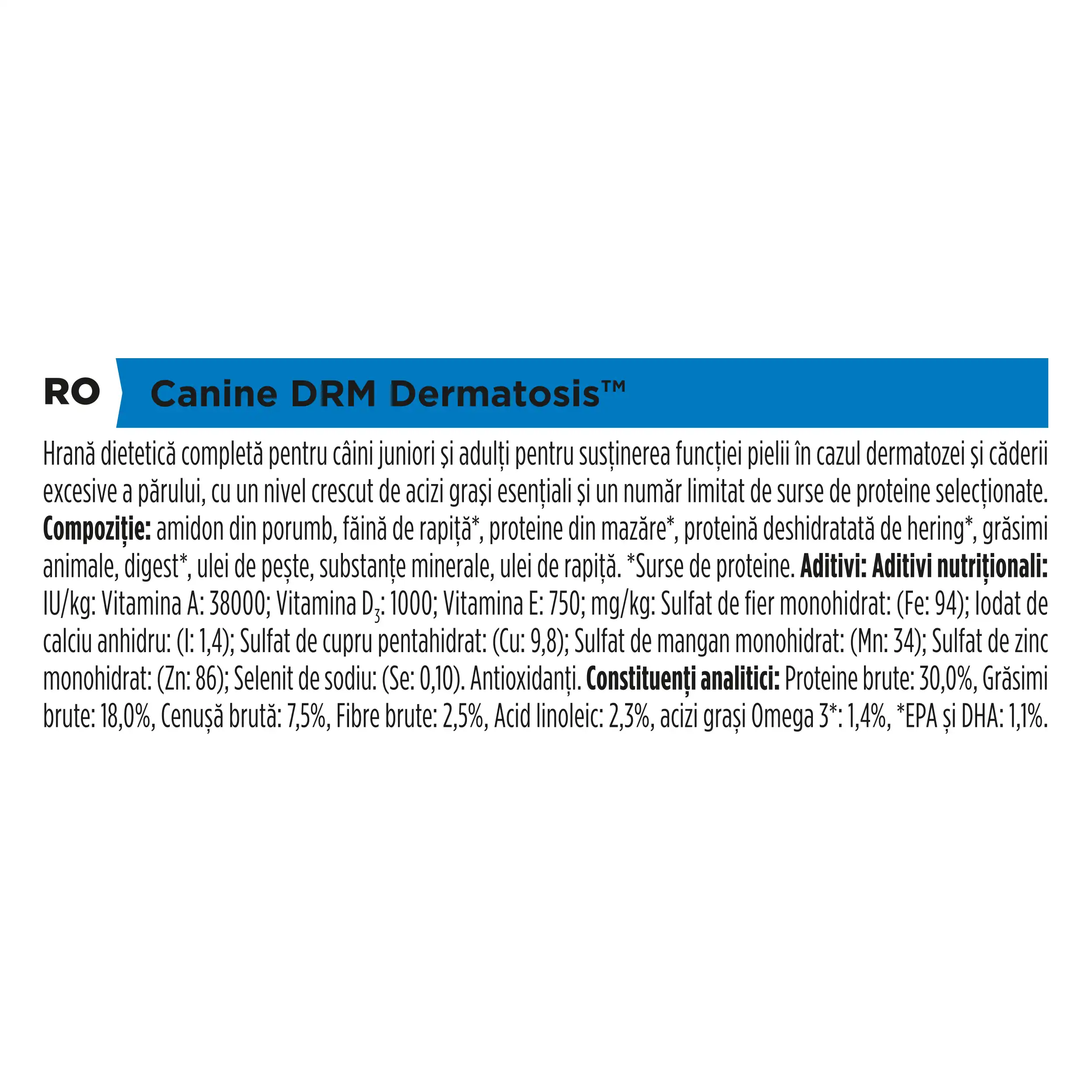 Purina Pro Plan Veterinary Diets DRM Dermatosis Câini 12kg