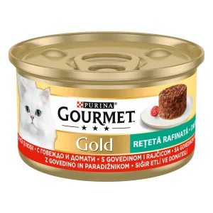 Purina Gourmet Gold Retete Rafinate cu Vită și Roșii Pisici 85g