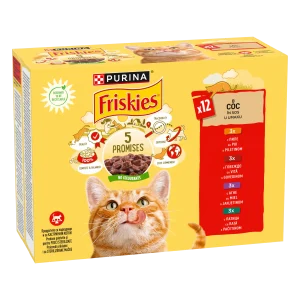 Purina Friskies Adult cu Pui Vită Miel Rață în Sos Pisici 1.02kg