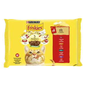 Purina Friskies Adult cu Pui și Vită Pachet Mixat în Sos Pisici 340g