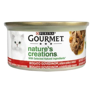 Purina Gourmet Nature's Creations cu Vită Mazăre și Morcov Pisici 85g