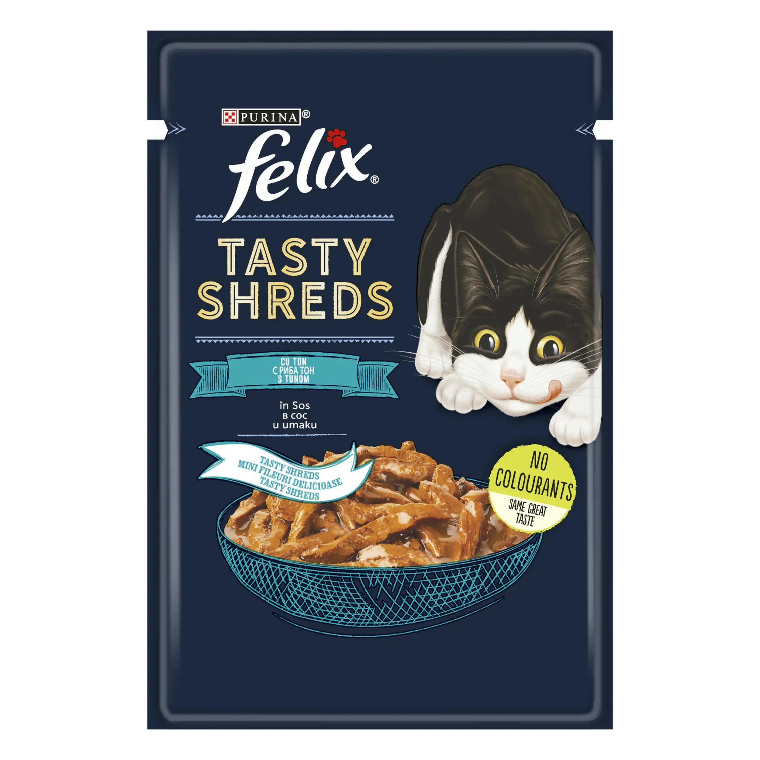 Purina Felix Tasty Shreds cu Ton în Sos Pisici 80g