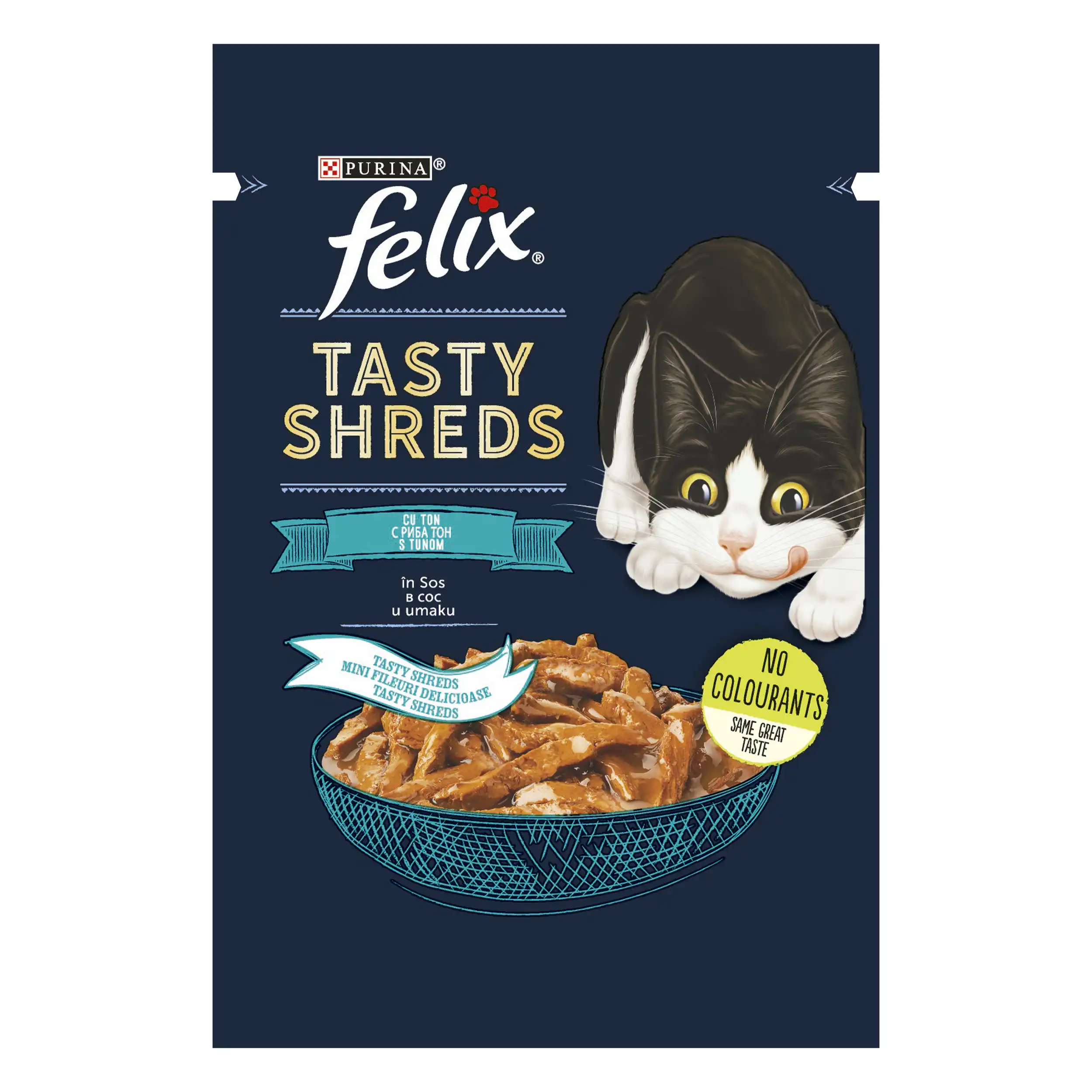 Purina Felix Tasty Shreds cu Ton în Sos Pisici 80g