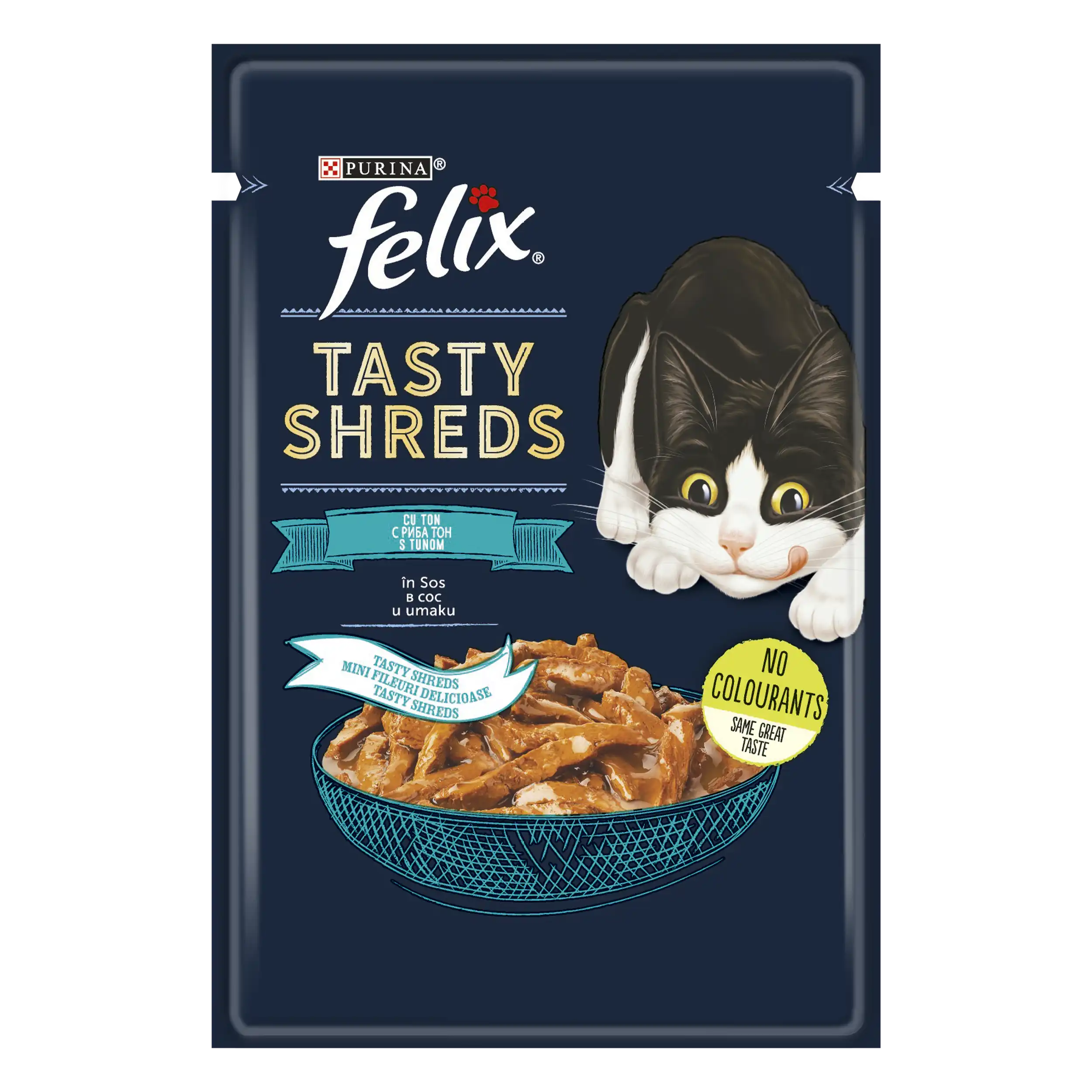 Purina Felix Tasty Shreds cu Ton în Sos Pisici 80g