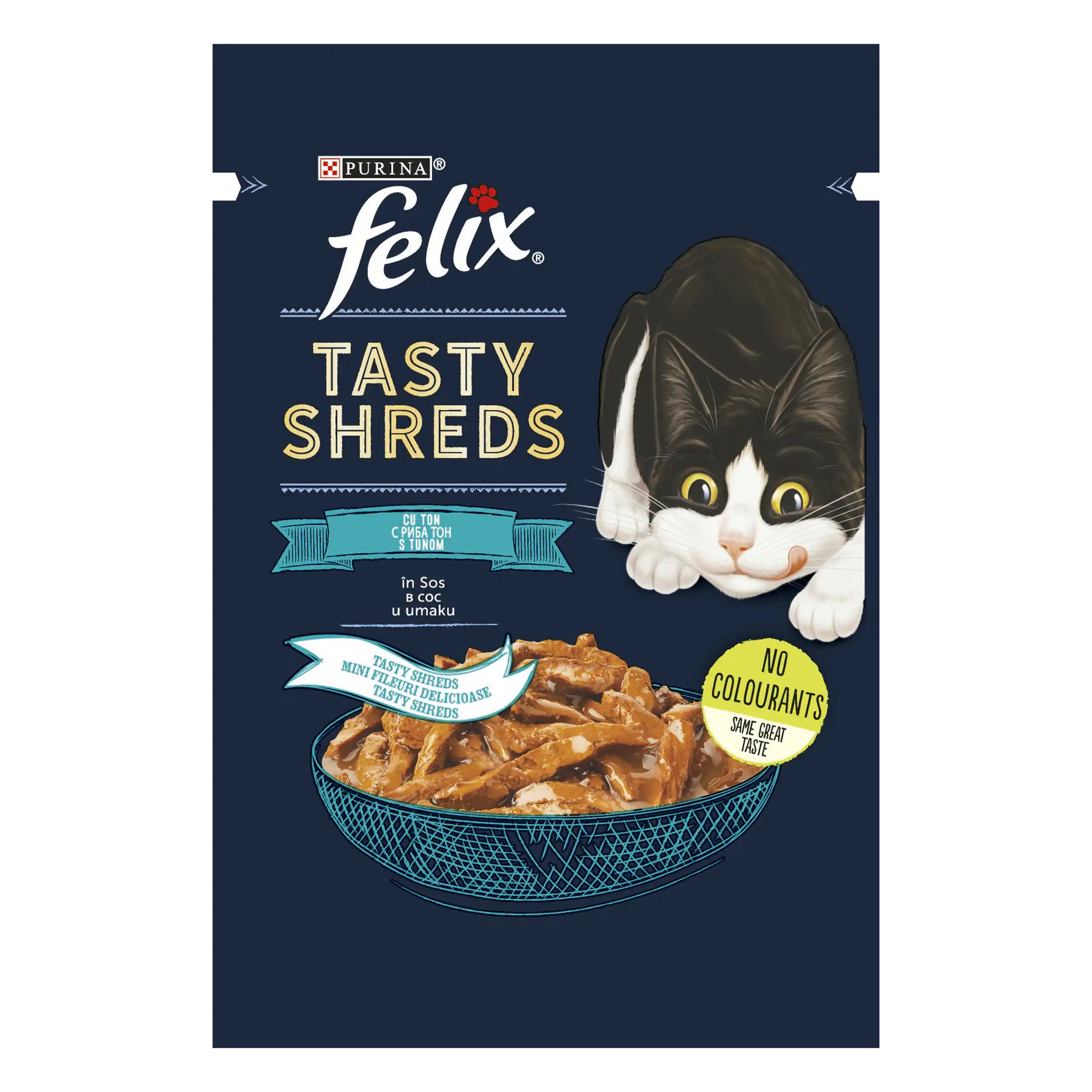 Purina Felix Tasty Shreds cu Ton în Sos Pisici 80g