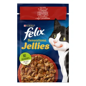 Purina Felix Sensations cu Vită cu Roșii în Aspic Pisici 85g