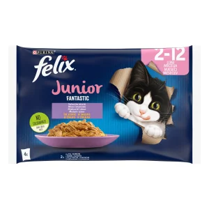 Purina Felix Fantastic Junior cu Pui în Aspic Pachet Mixat Pisici 340g