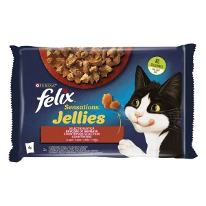 Purina Felix Sensations cu Vită cu Roșii/Pui cu Morcov în Aspic Pisici 340g