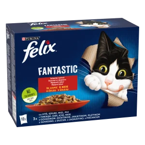 Purina Felix Fantastic cu Pui și Vită Pachet Mixat în Aspic Pisici 1.02kg