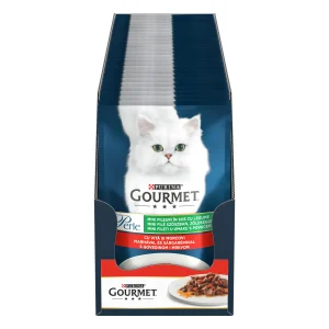 Purina Gourmet Perle cu Vită Morcovi și Legume în Sos Pisici 85g