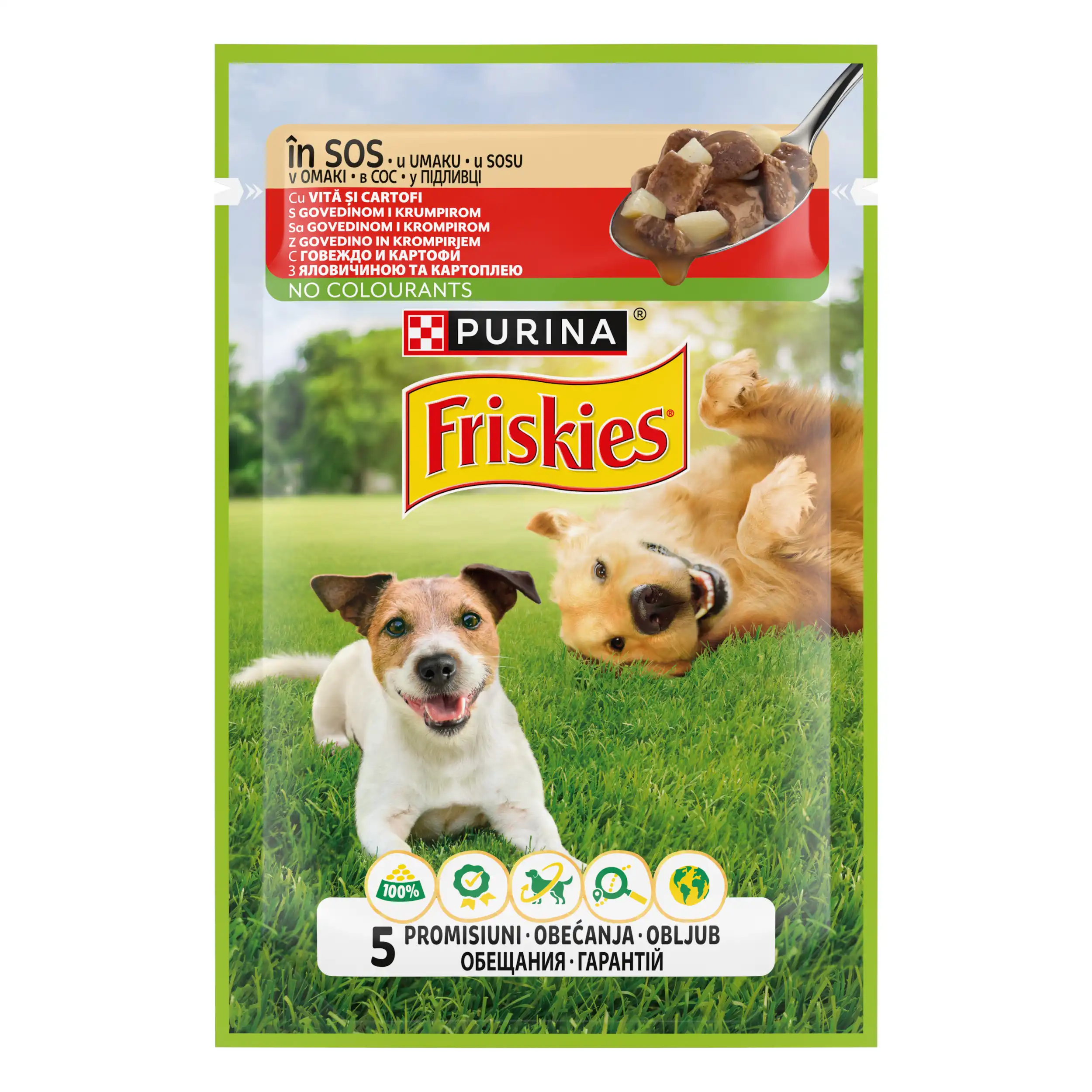 Purina Friskies Adult cu Vită și Cartofi în Sos Câini 85g