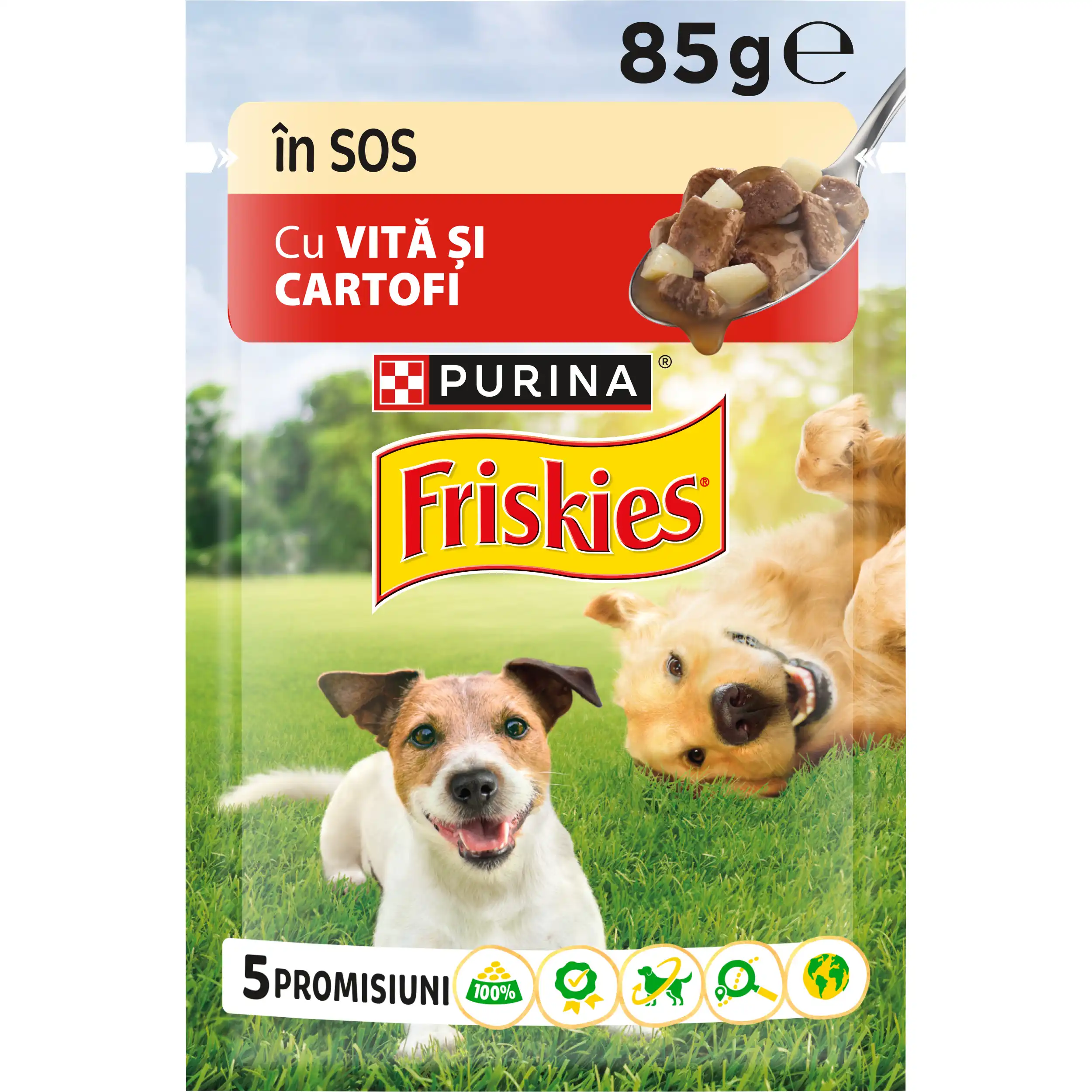 Purina Friskies Adult cu Vită și Cartofi în Sos Câini 85g