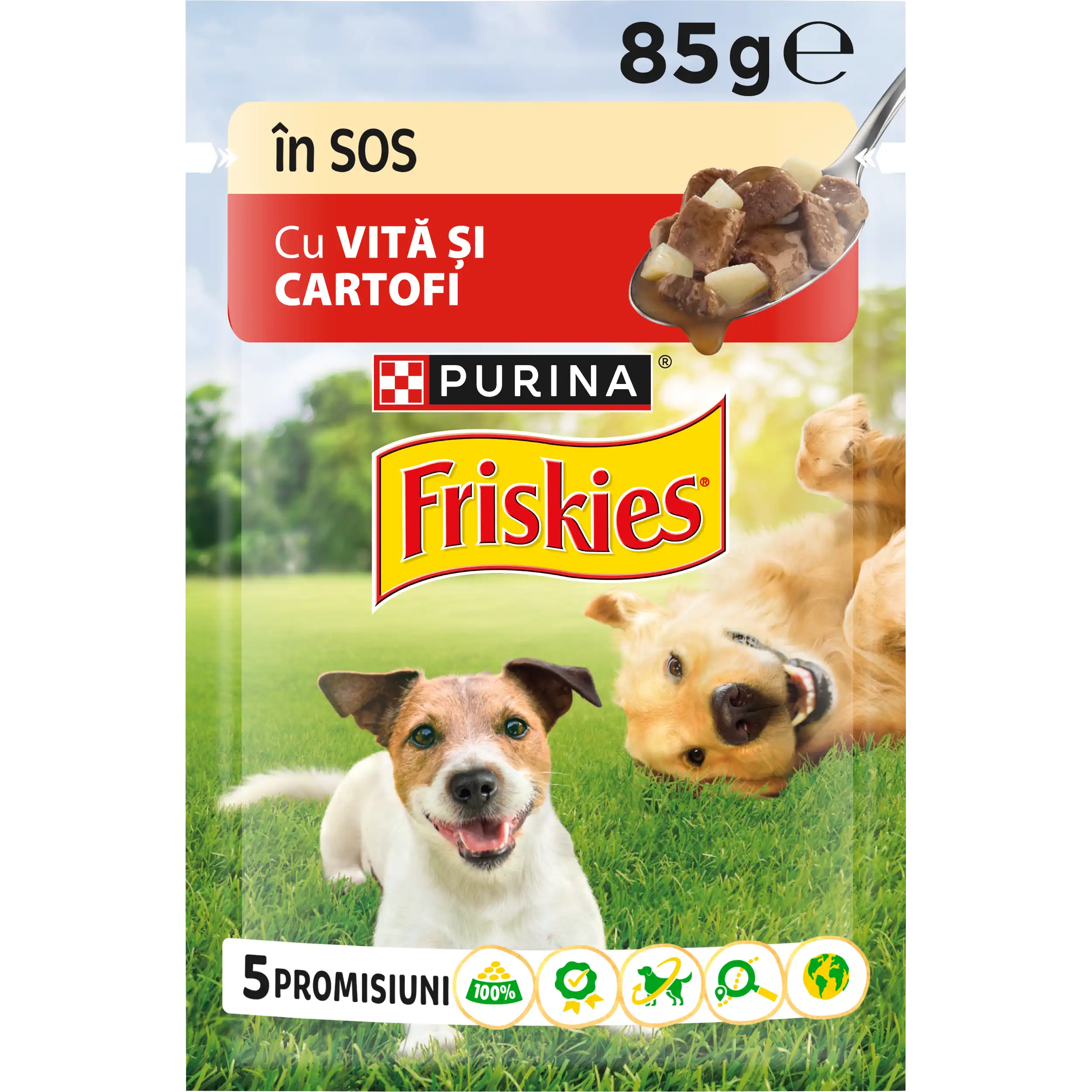 Purina Friskies Adult cu Vită și Cartofi în Sos Câini 85g