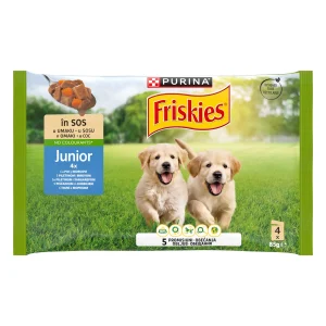 Purina Friskies Junior cu Pui și Morcovi în Sos Câini 340g