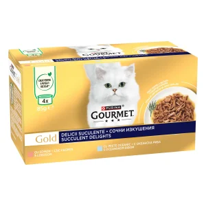 Purina Gourmet Gold Succulent Delights Delicii Suculente cu Somon Pisici 340g