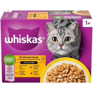 Whiskas hrană umedă pasăre în sos pisici adulte 12 pliculete 85g