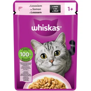 Whiskas hrană umedă somon în sos pisici adulte plic 85 g