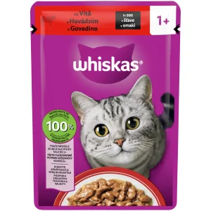 Whiskas hrană umedă vită în sos pisici adulte plic 85 g