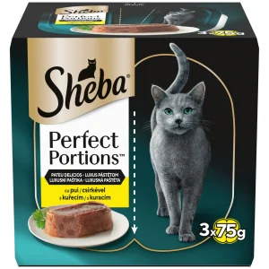 Sheba Perfect Portions hrană umedă pui pisici adulte 3 tăvițe 75g