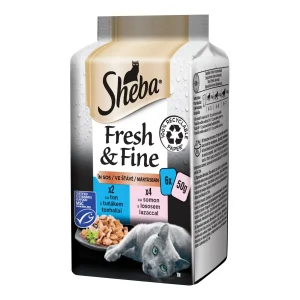 SHEBA Fresh Fine hrană umedă somon și ton pentru pisici adulte 6 x 50 g
