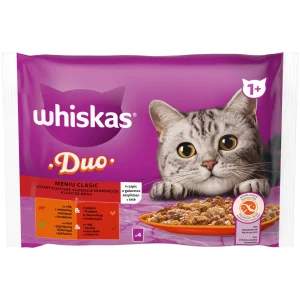 Whiskas Duo Meaty Combos hrană umedă pisici adulte aspic 4 pliculete 85g