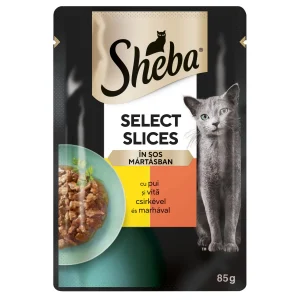 Sheba Select Slices hrană umedă pui și vită în sos pentru pisici adulte 85 g
