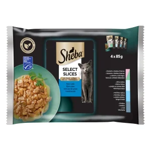 Sheba Select Slices hrană umedă somon cod pește pentru pisici adulte 4 x 85 g
