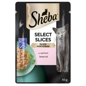 Sheba Select Slices hrană umedă pisici adulte cu somon în sos 85 g – plic