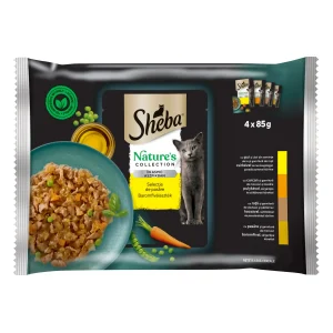 SHEBA Nature's Collection hrană umedă pui curcan rață pasăre pentru pisici 4 x 85 g
