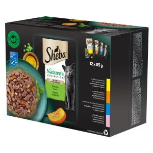 SHEBA Nature's Collection hrană umedă pisici adulte pui curcan ton somon 12 x 85 g